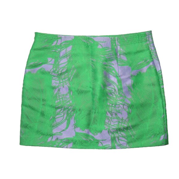 NWT Iris Apfel x H&M Jacquard-Weave Mini in Purple Green Feather Print Skirt 12 - Picture 7 of 7